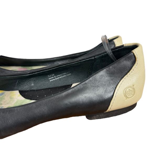 Born Devorah Womens Black Ivory Leather Slip On Ballet Flats Loafers Shoes sz 8 - Picture 9 of 16